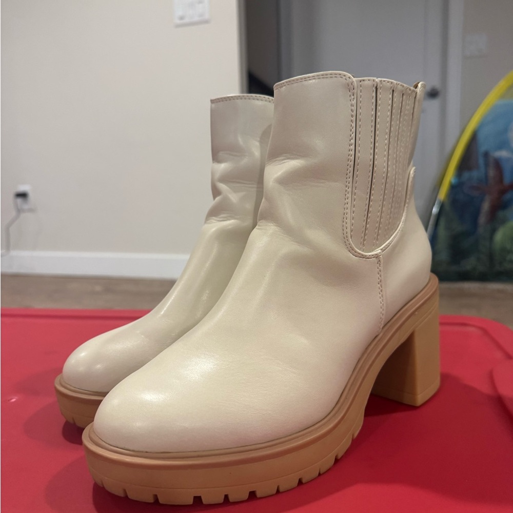 a new day Cream Ankle Boots
